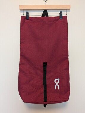 On Running Burgundy Roll-Top Backpack with Black Straps